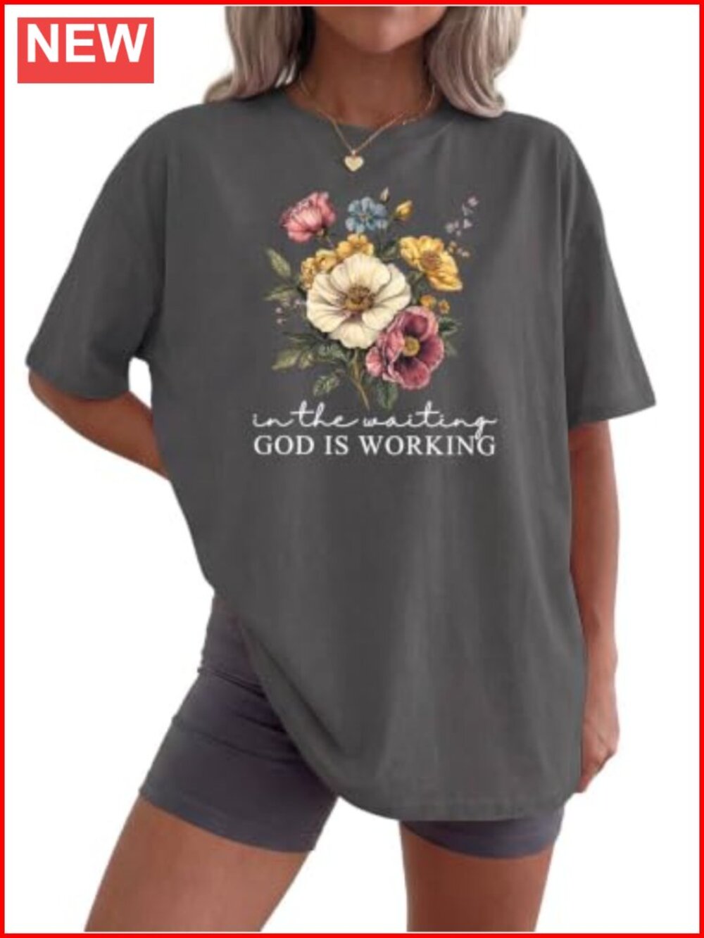 Christian Oversized Vintage Graphic Tee Cotton Blend Crew Neck